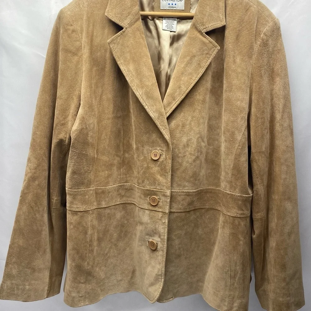 Covington Tan Suede Blazer W 20-22 Lined 3 Button Closure CLASSIC